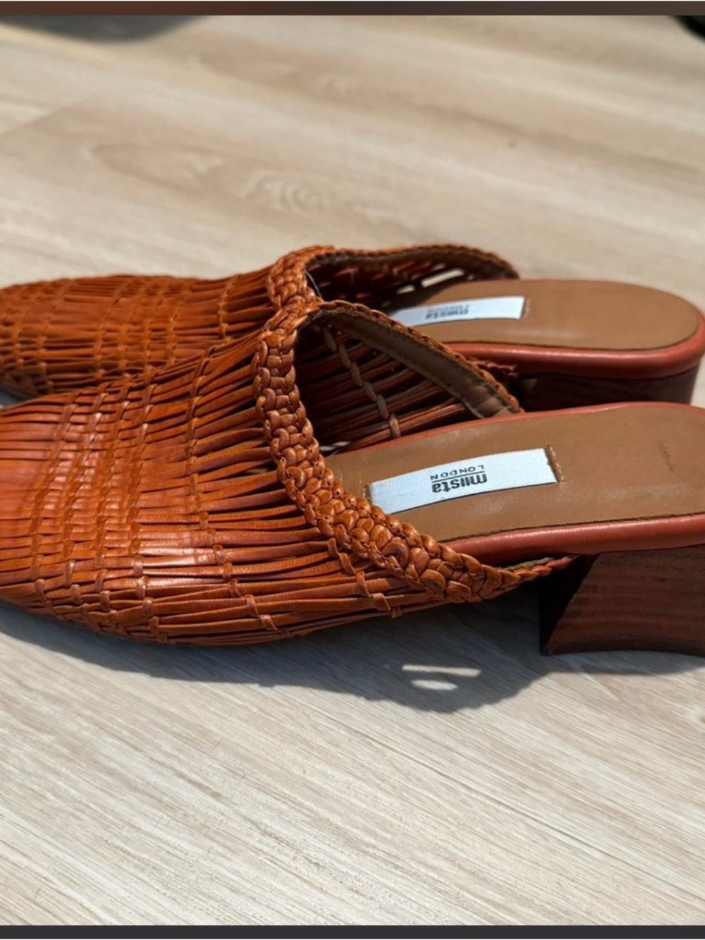 Miista Woven Leather Mule - Cognac Brown